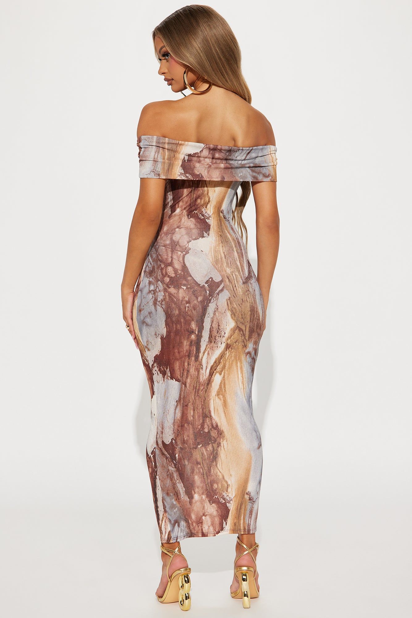 Amelia Slinky Midi Dress - Brown/combo sold by Fashion Nova product image thumbnail 3