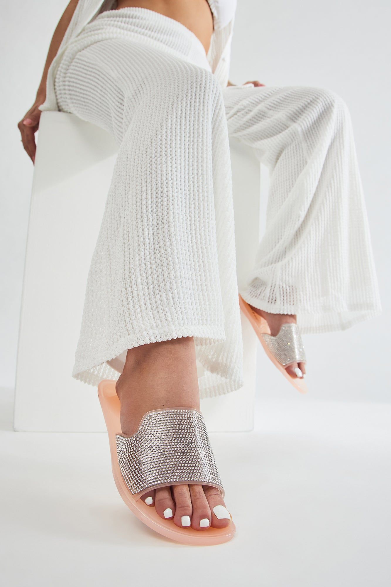 Justyne Embellished Flat Sandals - Nude sold by Fashion Nova product image thumbnail 2