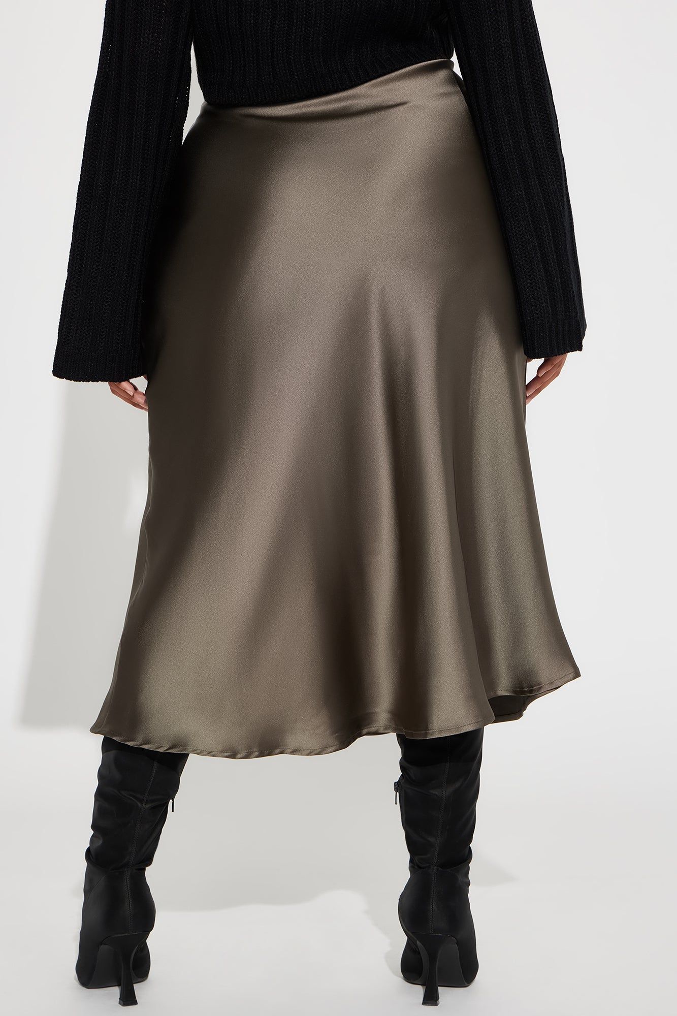 Girls Need Love Satin Midi Skirt - Charcoal sold by Fashion Nova product image thumbnail 6