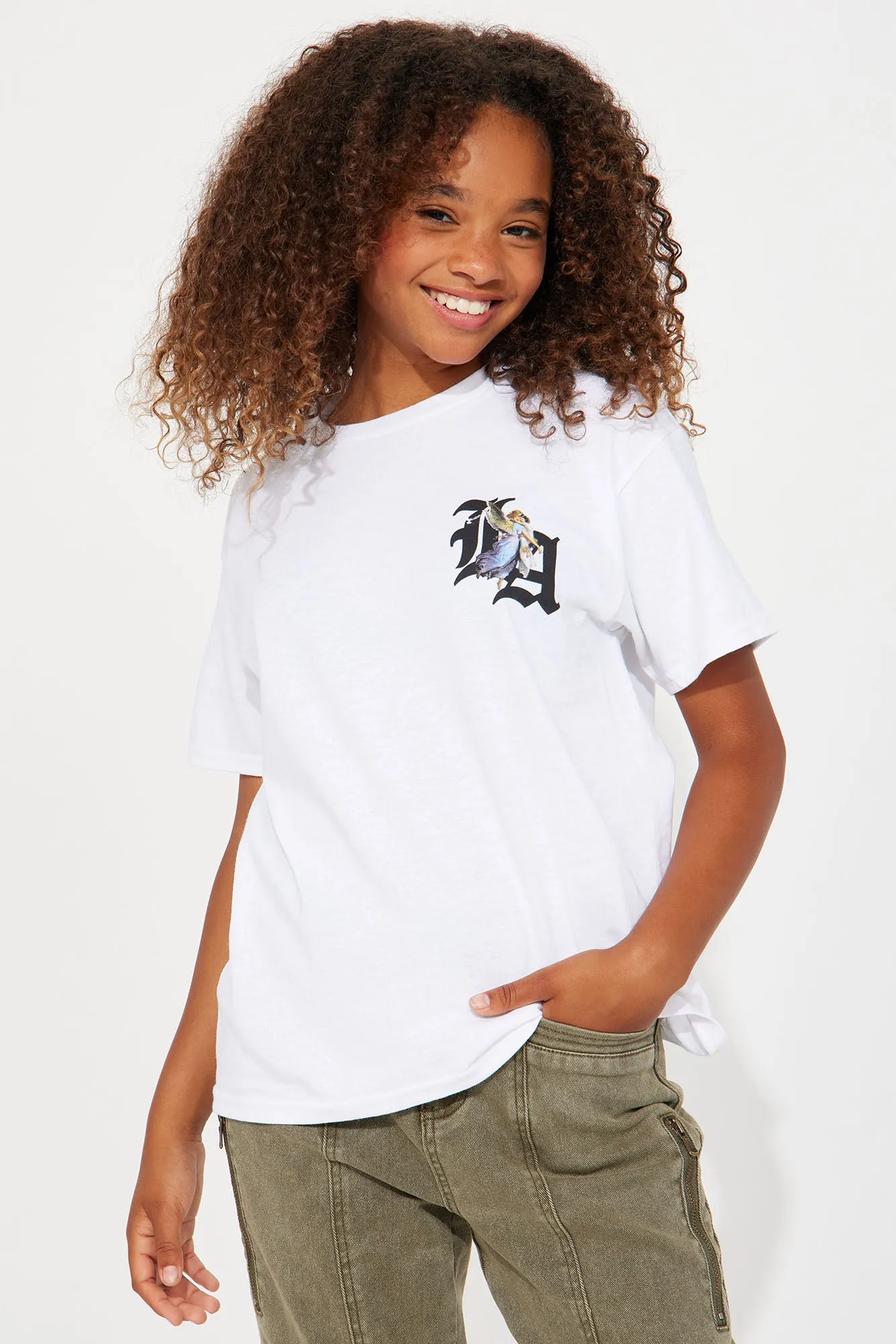 Mini Los Angeles Angel Graphic Tee - White sold by Fashion Nova