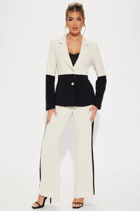 Big Moves Blazer Pant Set - Taupe/combo sold by Fashion Nova