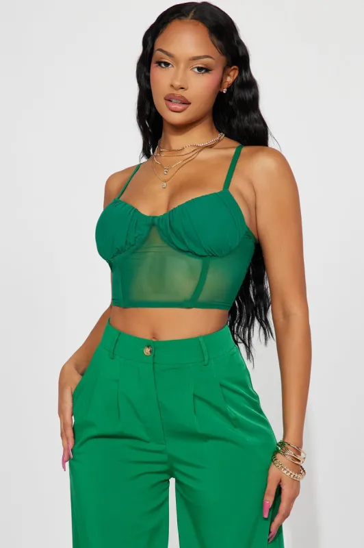 Jalisa Mesh Corset Top - Kelly Green sold by Fashion Nova