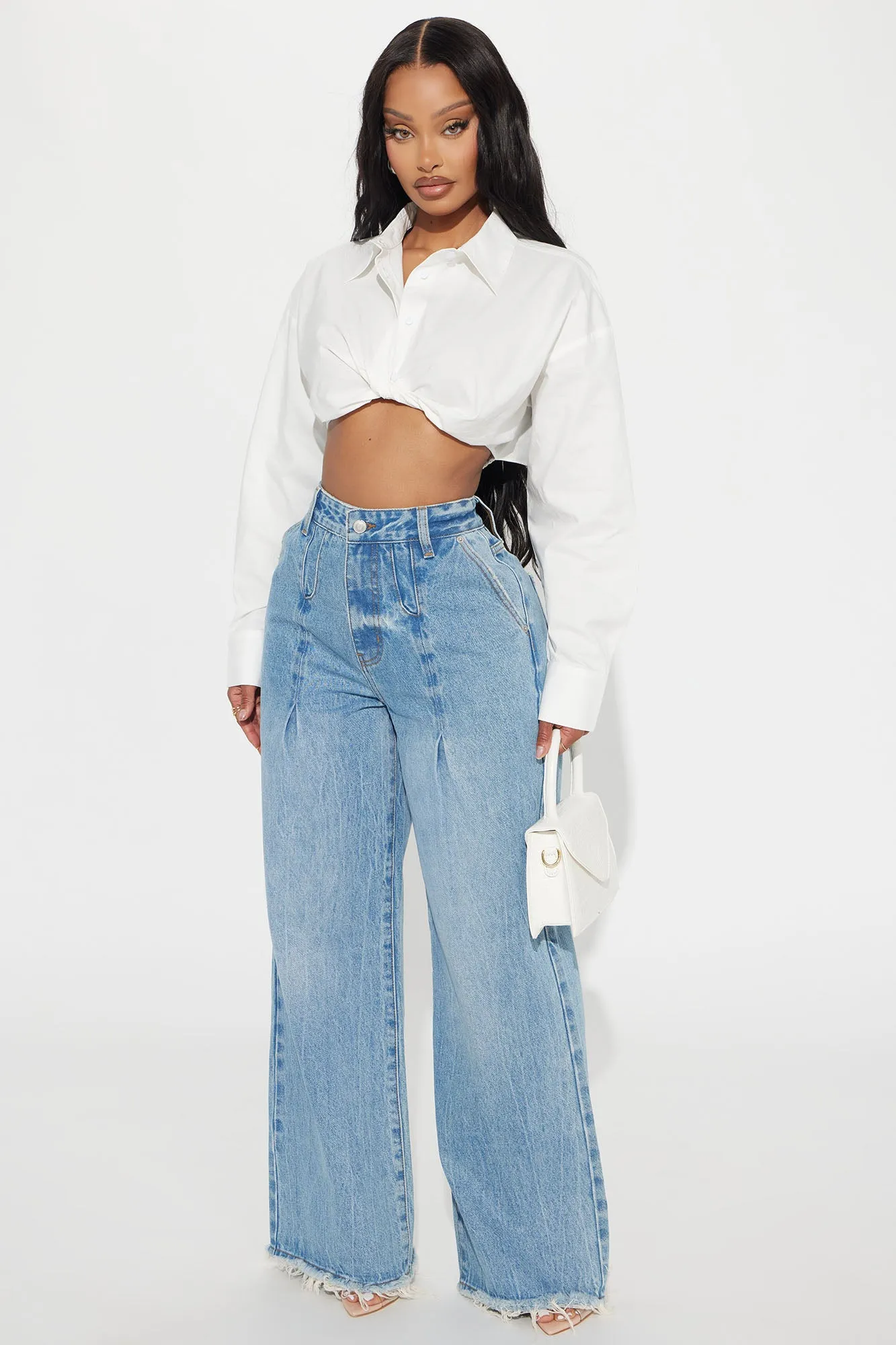 Such A Game Changer Pleated Trouser Jeans - Light Wash sold by Fashion Nova