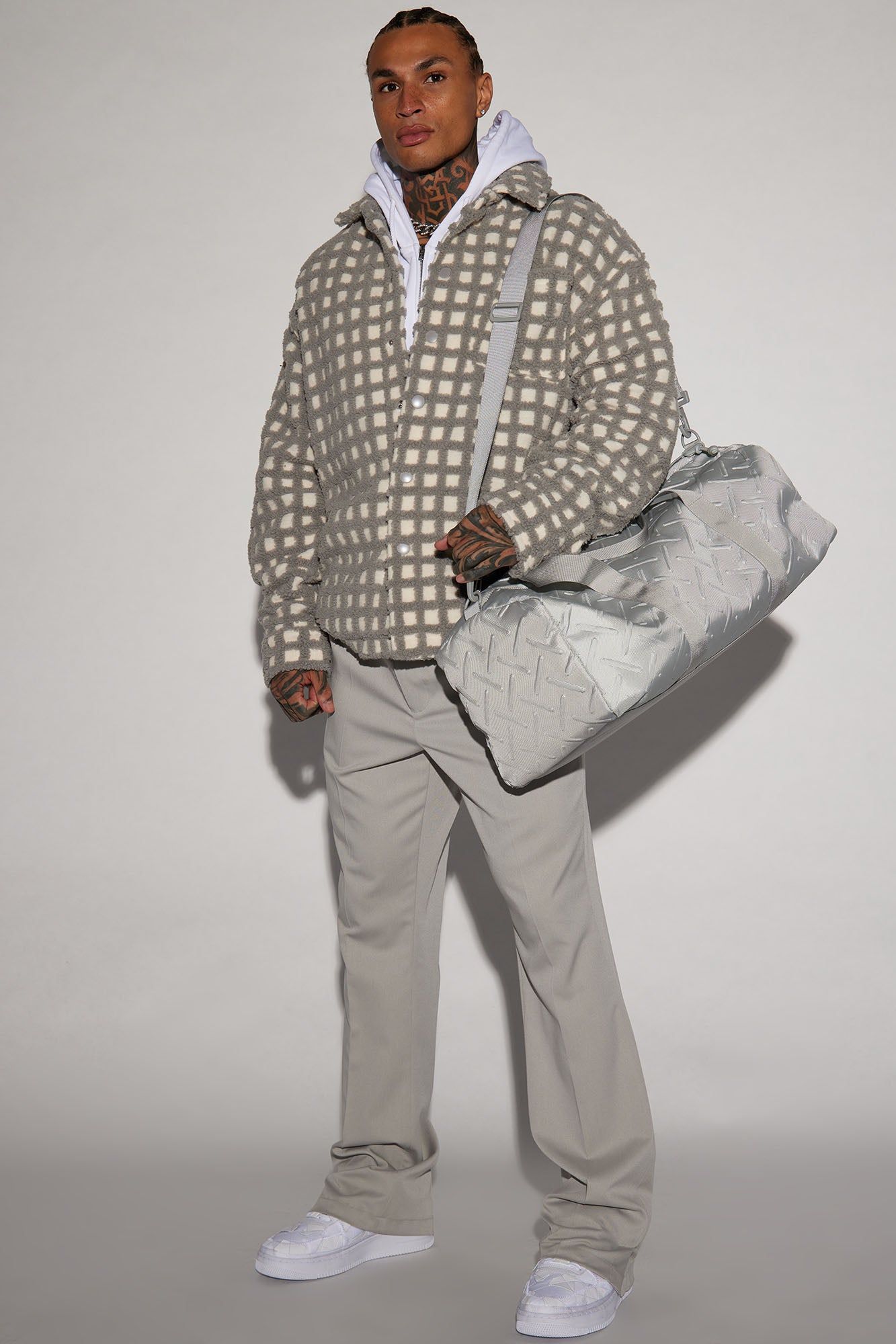 Checkmate Sherpa Shacket - Grey sold by Fashion Nova product image thumbnail 2