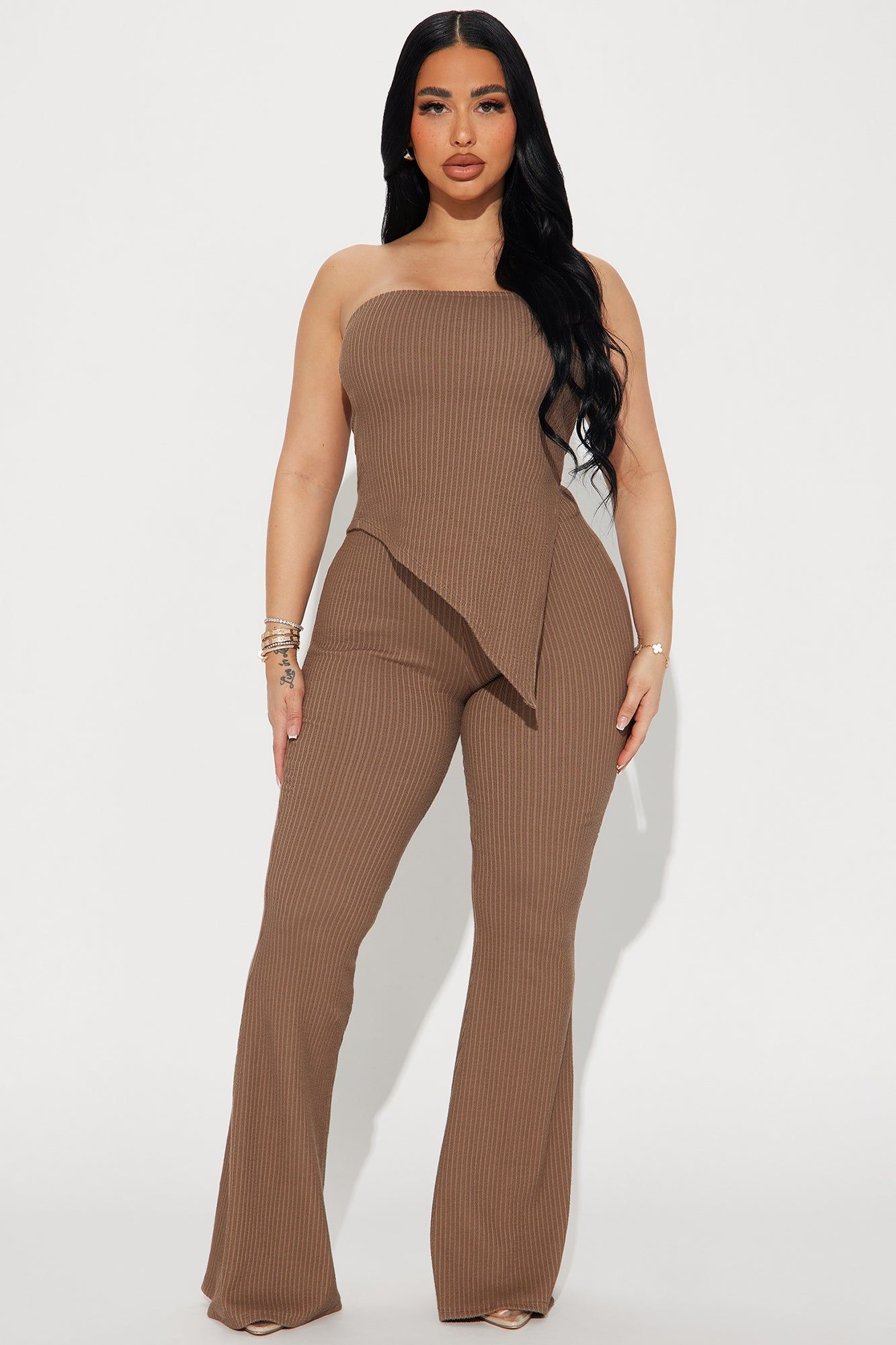 Sasha Textured Pant Set - Brown sold by Fashion Nova