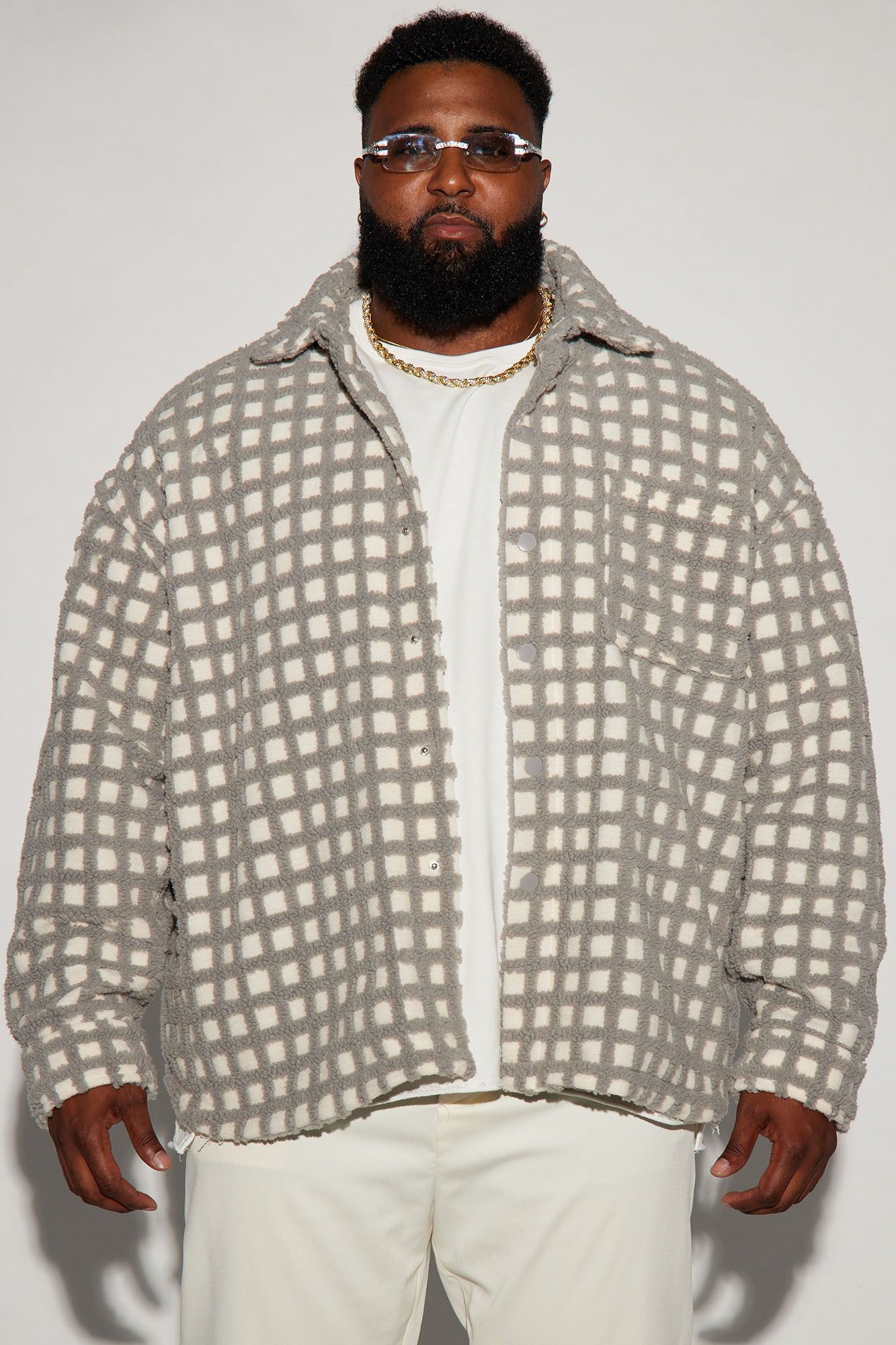 Checkmate Sherpa Shacket - Grey sold by Fashion Nova product image thumbnail 3