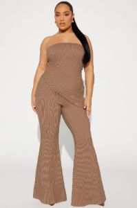 Sasha Textured Pant Set - Brown sold by Fashion Nova