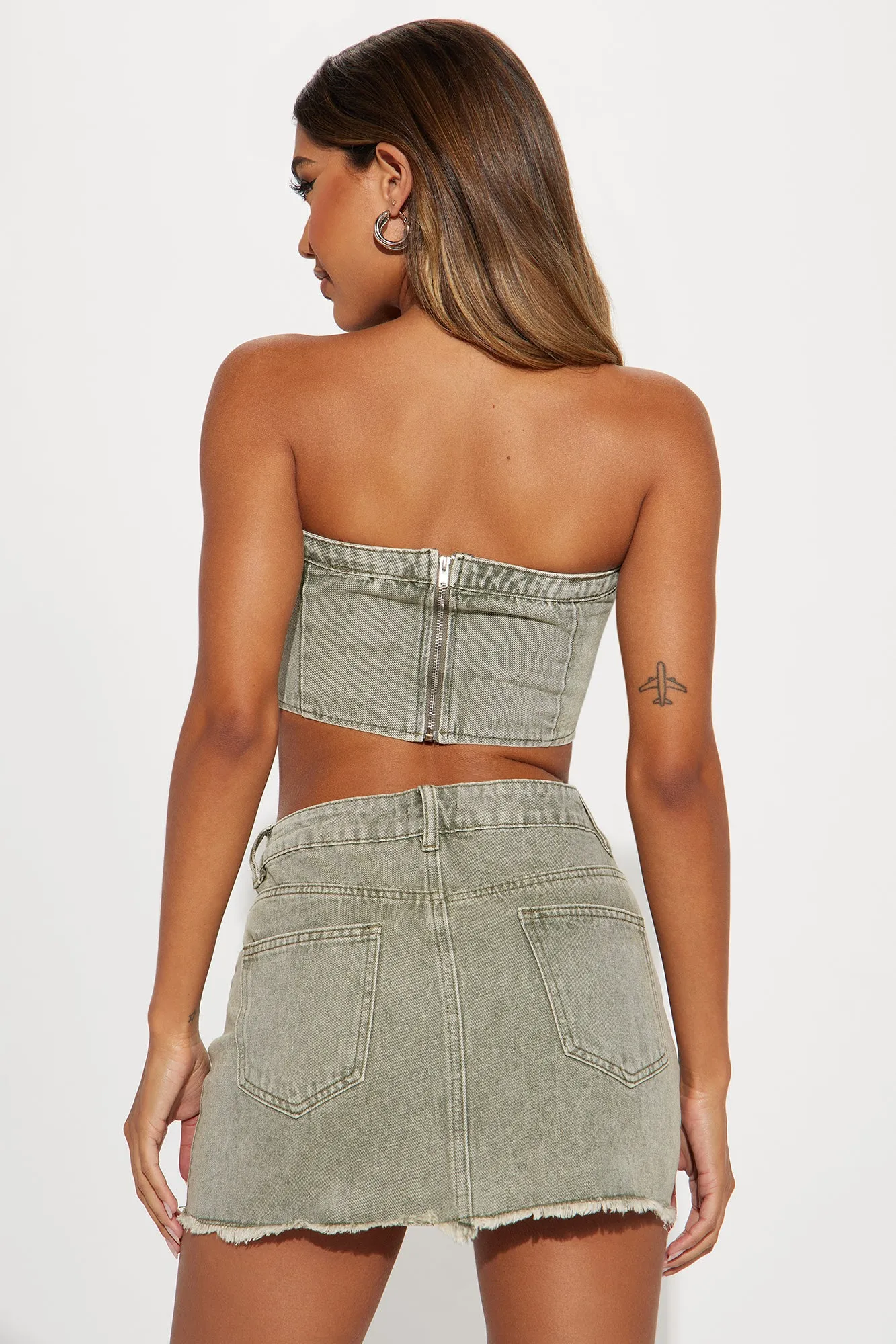 One Chance Denim Skirt Set - Olive sold by Fashion Nova product image thumbnail 3