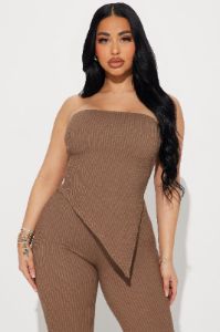 Sasha Textured Pant Set - Brown sold by Fashion Nova