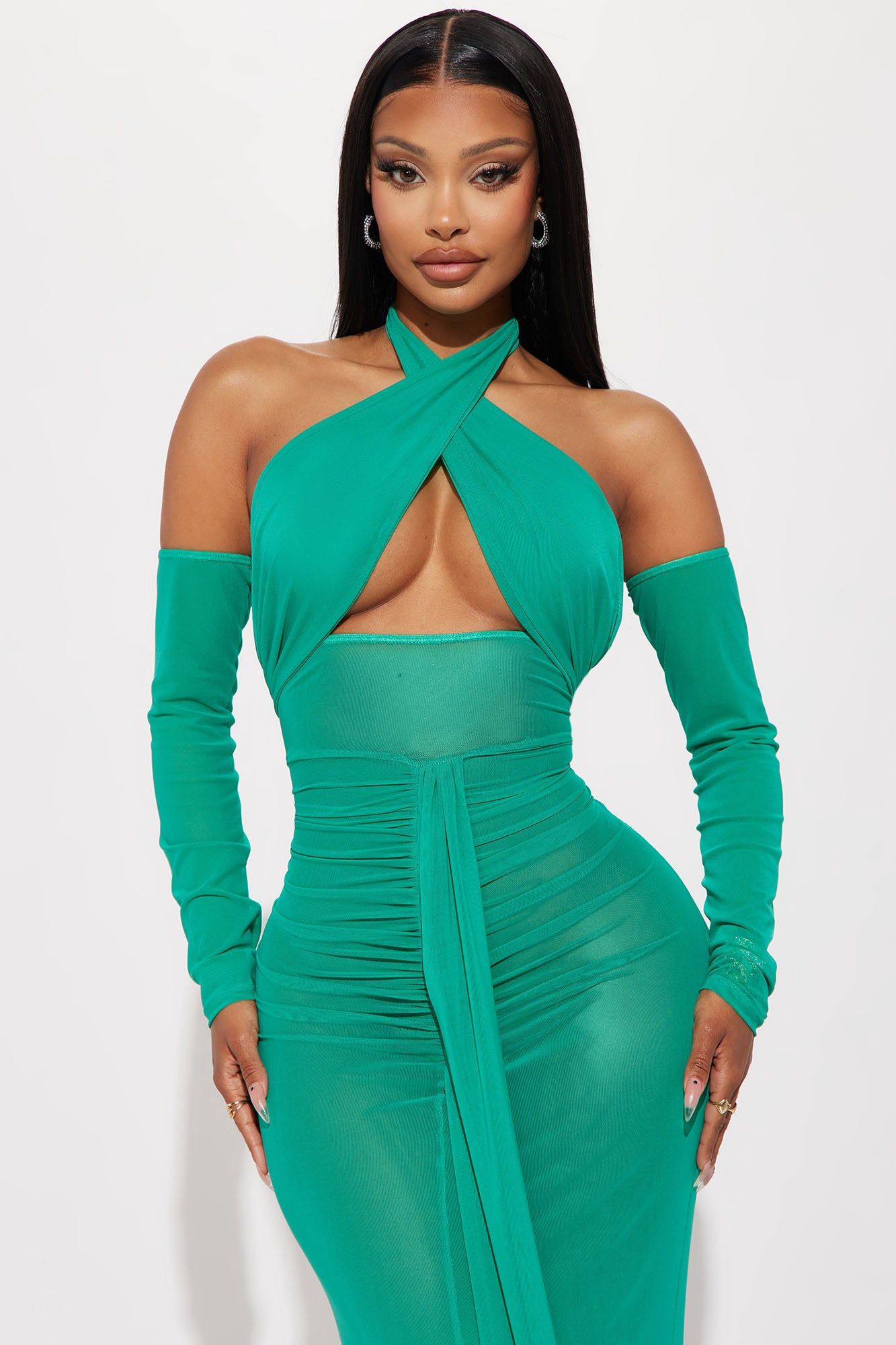 Jade Sheer Mesh Maxi Dress - Green sold by Fashion Nova product image thumbnail 2