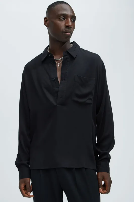 Easy Popover Shirt - Black sold by Fashion Nova