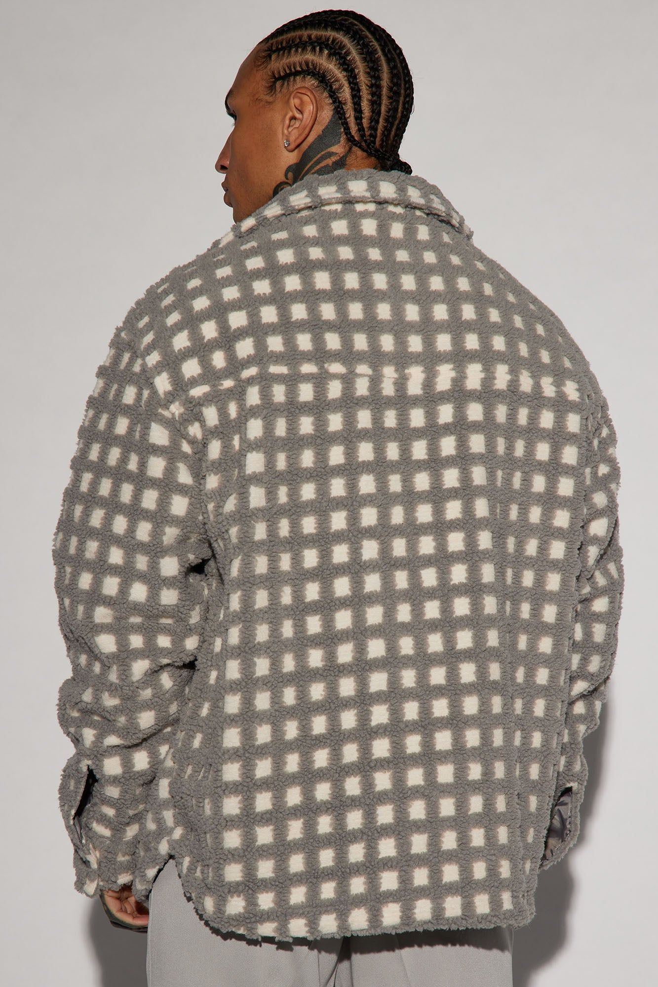 Checkmate Sherpa Shacket - Grey sold by Fashion Nova product image thumbnail 4