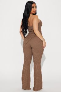 Sasha Textured Pant Set - Brown sold by Fashion Nova
