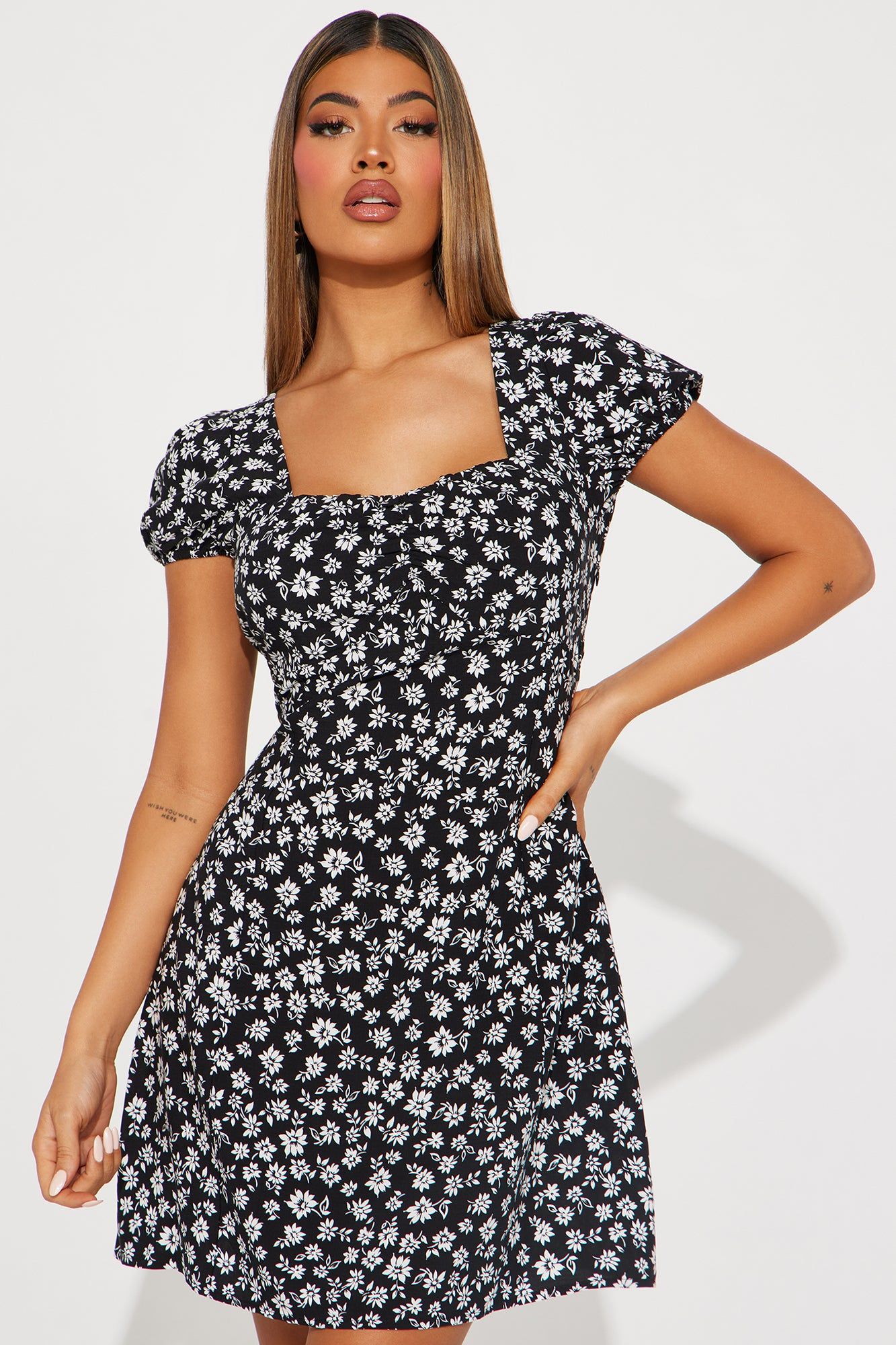 Adelyn Floral Mini Dress - Black/White sold by Fashion Nova product image thumbnail 2