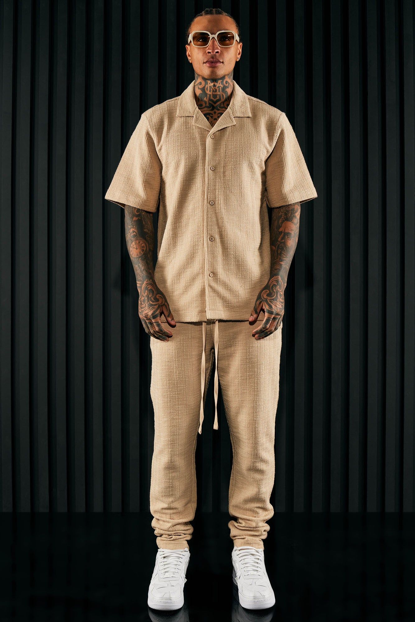 Dean Textured Short Sleeve Button Up Shirt - Tan sold by Fashion Nova product image thumbnail 2