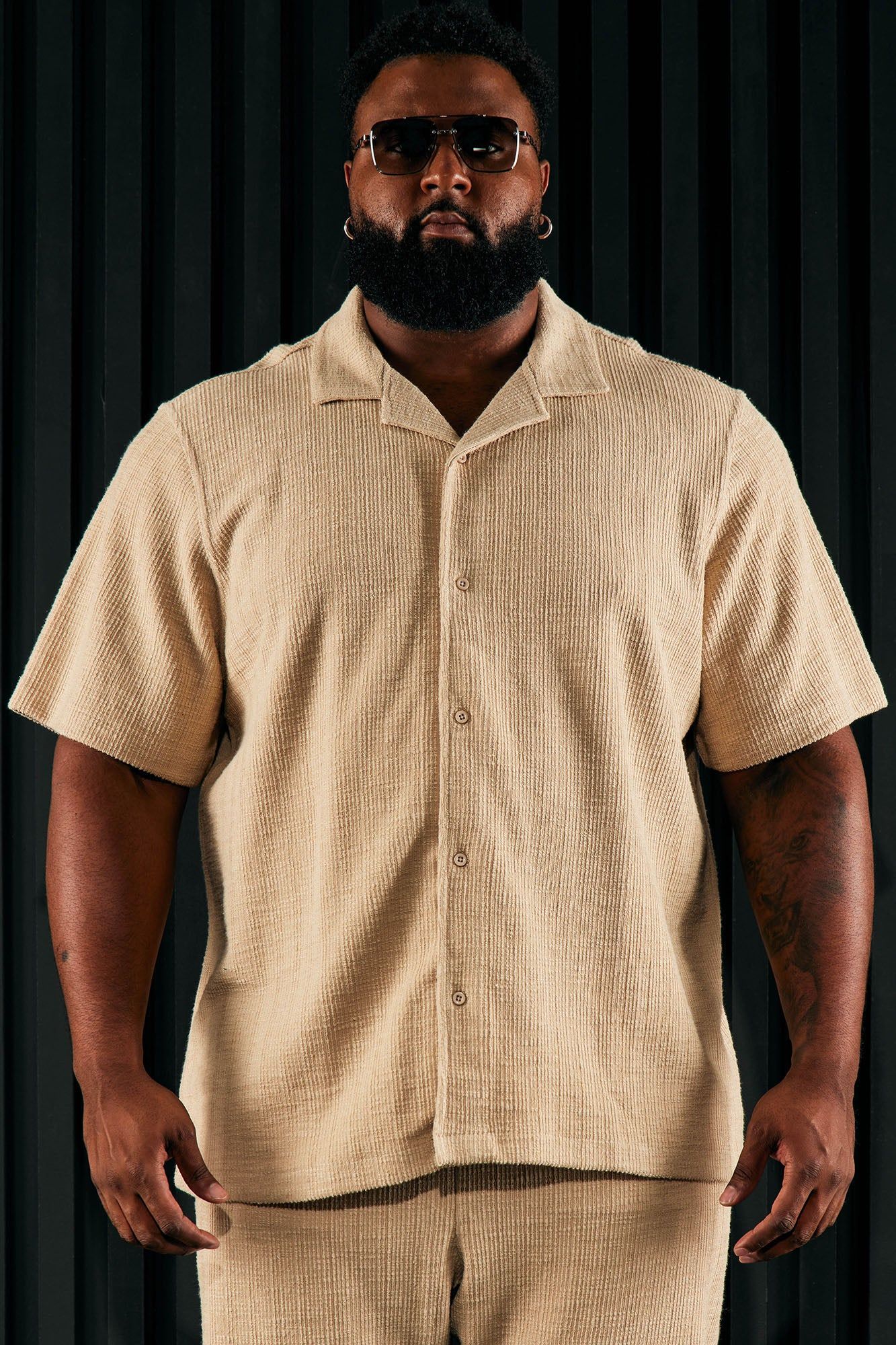Dean Textured Short Sleeve Button Up Shirt - Tan sold by Fashion Nova product image thumbnail 4