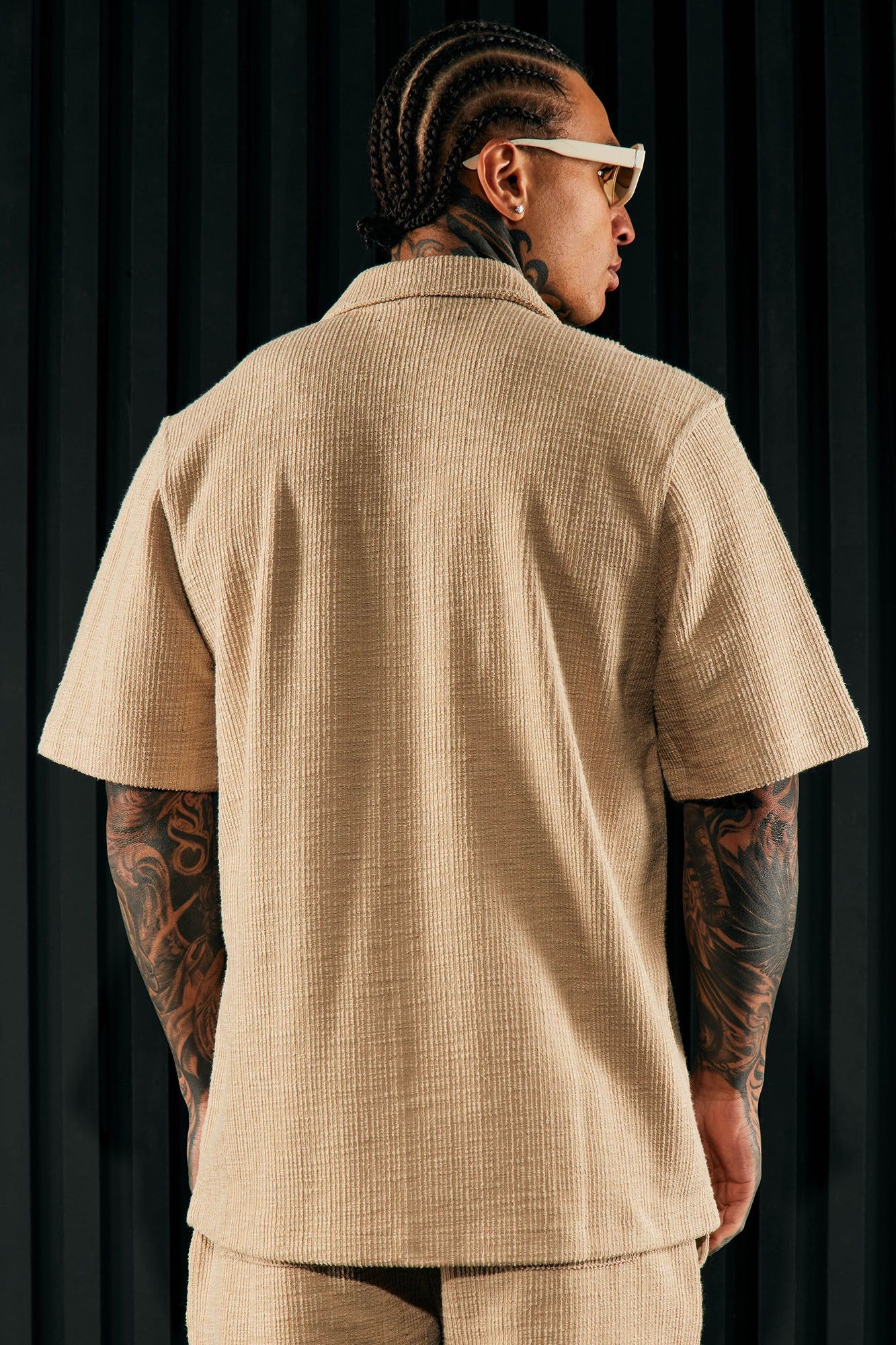 Dean Textured Short Sleeve Button Up Shirt - Tan sold by Fashion Nova product image thumbnail 3