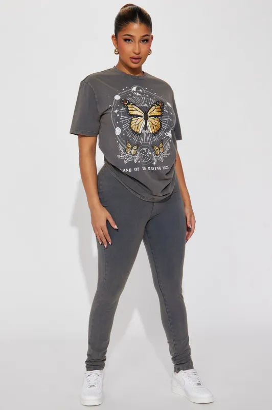 Butterfly Dreams Mineral Wash Legging Set - Denim sold by Fashion Nova