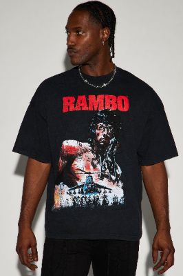 Rambo Movie Poster Short Sleeve Tee - Black sold by Fashion Nova
