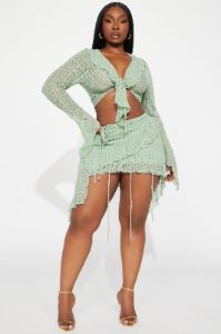 Love Addiction Lace Skirt Set - Sage sold by Fashion Nova