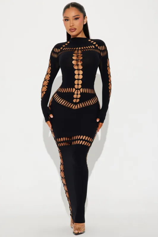 Stephanie Seamless Cut Out Maxi Dress - Black sold by Fashion Nova