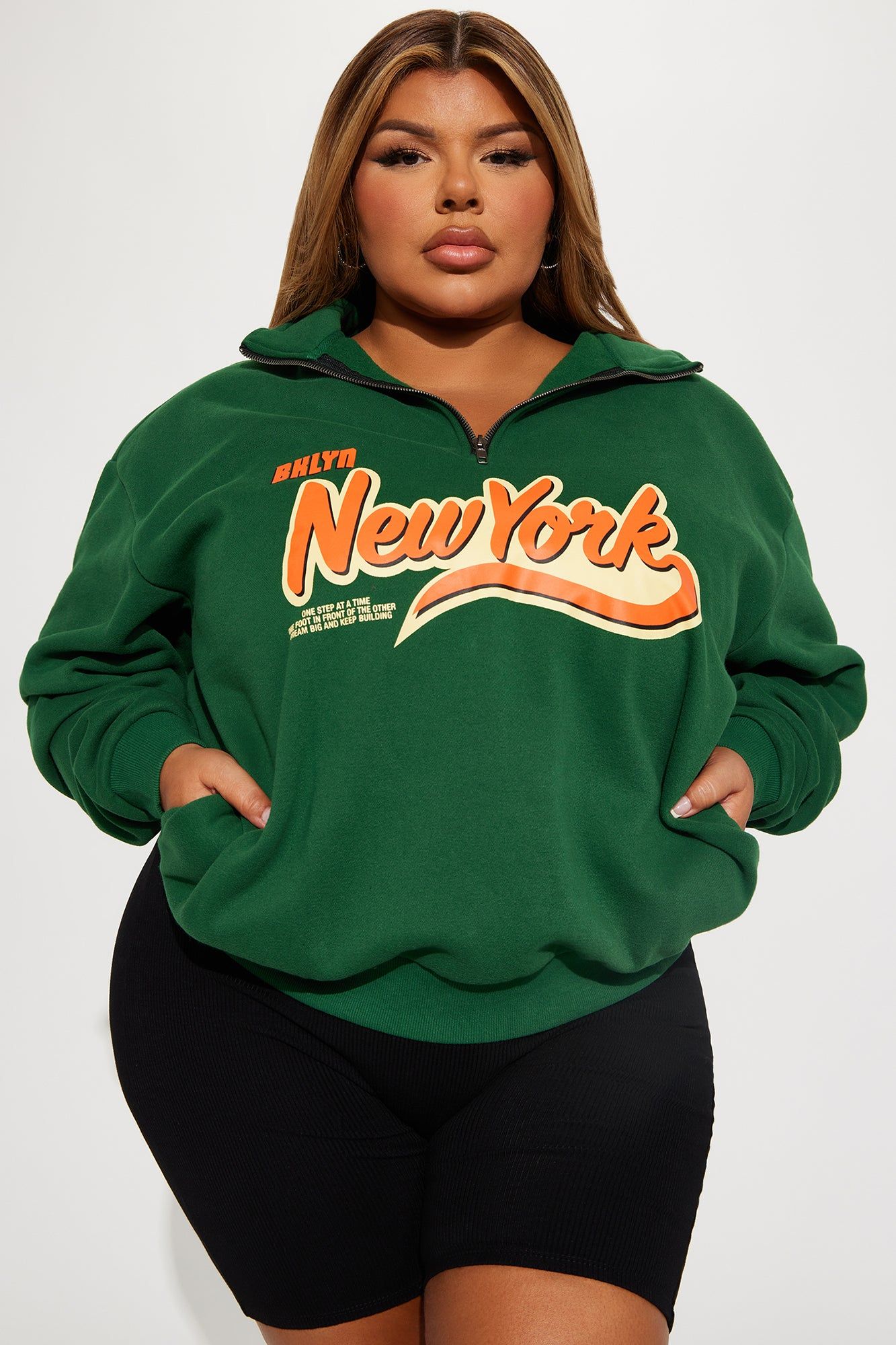 Vintage NY Half Zip Sweatshirt - Green sold by Fashion Nova product image thumbnail 5