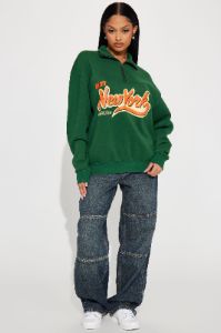 Vintage NY Half Zip Sweatshirt - Green sold by Fashion Nova