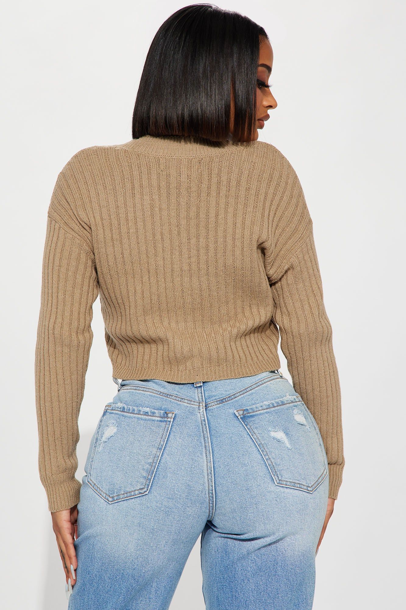 Frankie Cable Knit Cardigan Sweater - Khaki sold by Fashion Nova product image thumbnail 3