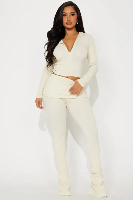 Kya Textured Knit Hoodie Pant Set - Cream sold by Fashion Nova