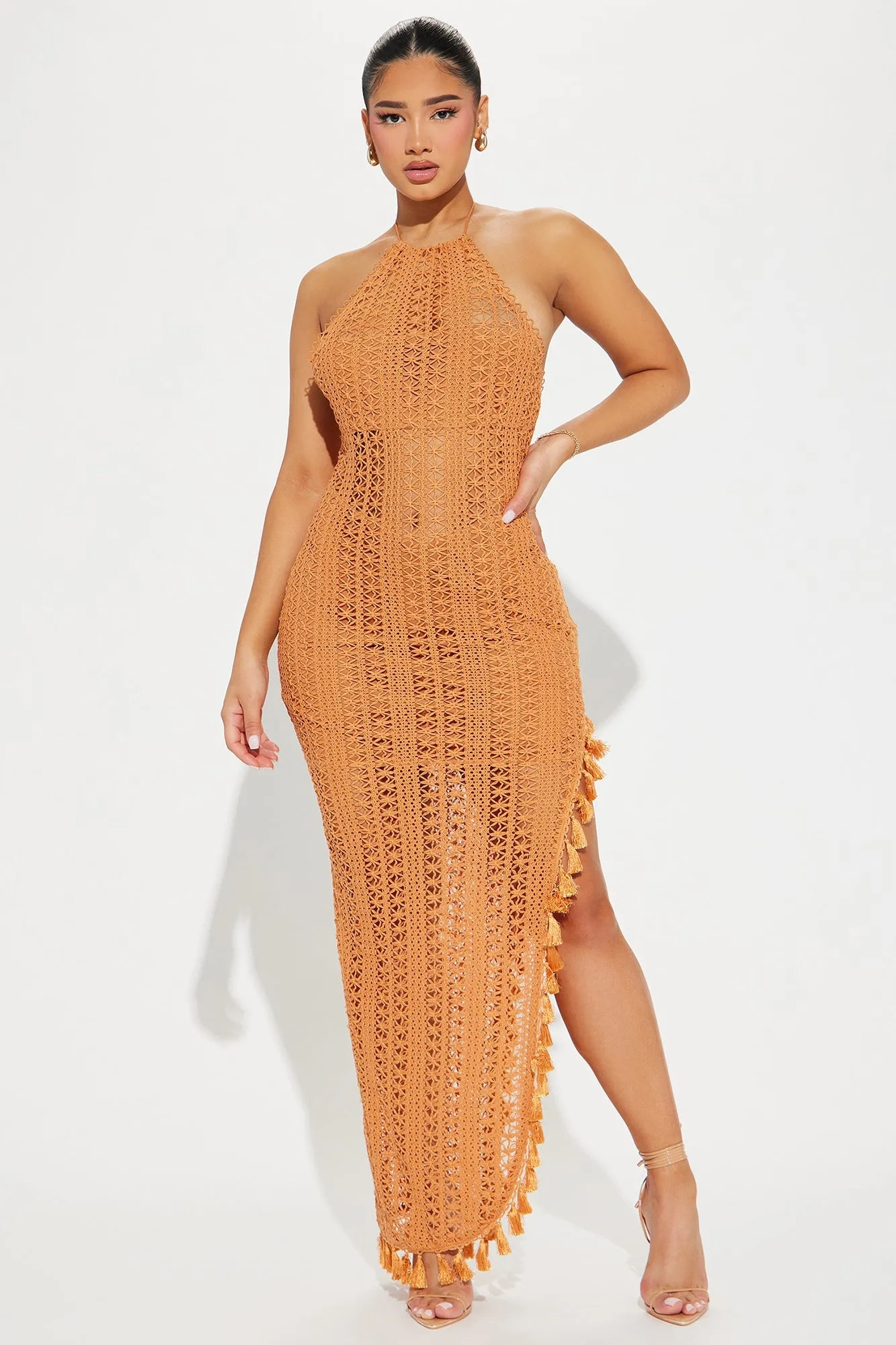 Havanna Crochet Maxi Dress - Marsala sold by Fashion Nova