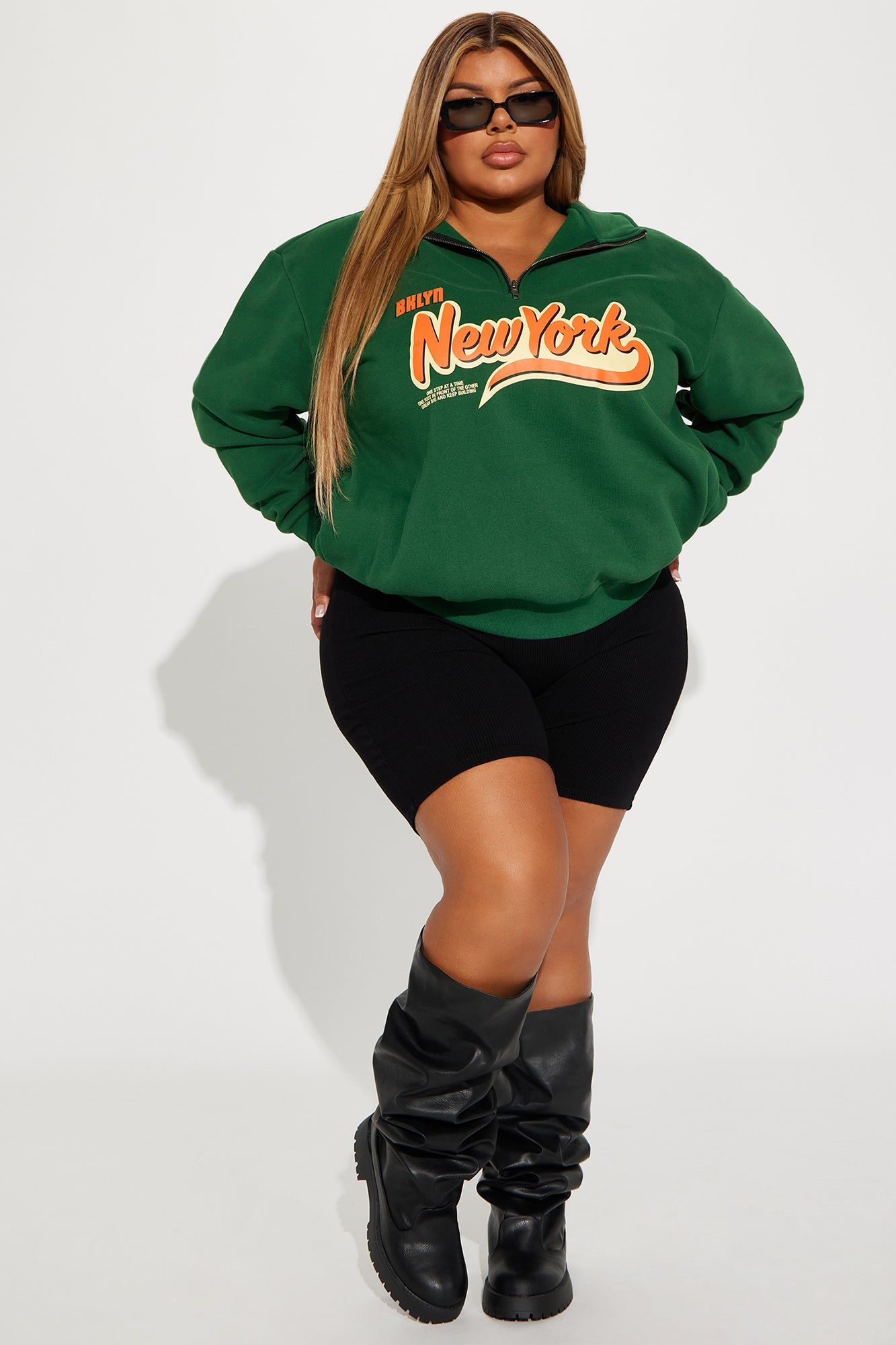 Vintage NY Half Zip Sweatshirt - Green sold by Fashion Nova product image thumbnail 6