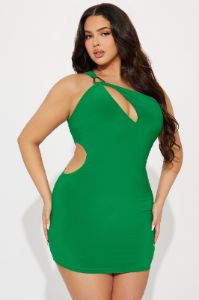 Ollia One Shoulder Mini Dress - Kelly Green sold by Fashion Nova