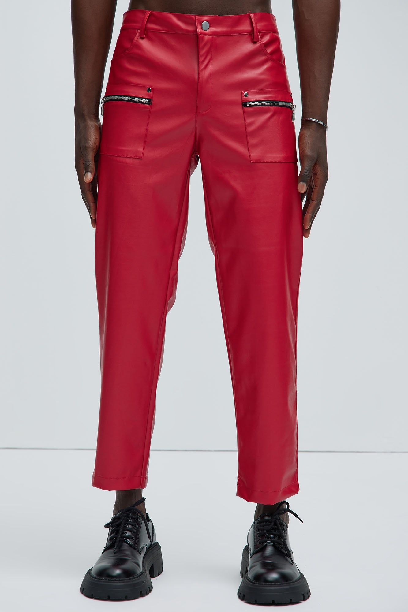 Put Me On Faux Leather Cropped Straight Pants - Red sold by Fashion Nova product image thumbnail 3