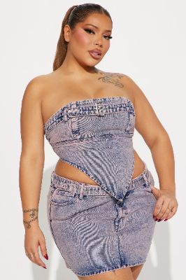 Dominque Denim Skirt Set - Mauve sold by Fashion Nova