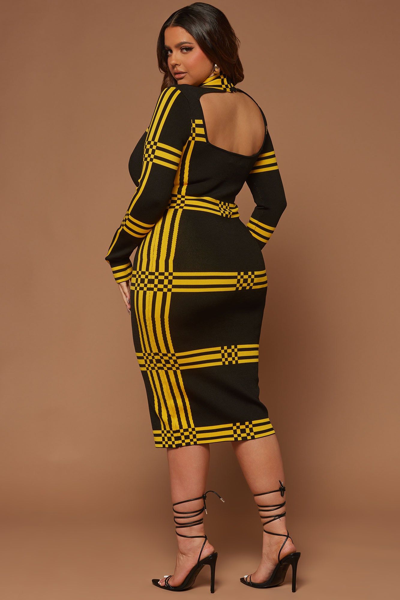 Abbie Knit Midi Dress - Black/Yellow sold by Fashion Nova product image thumbnail 4