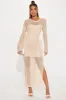 Eileen Crochet Maxi Dress - Nude sold by Fashion Nova