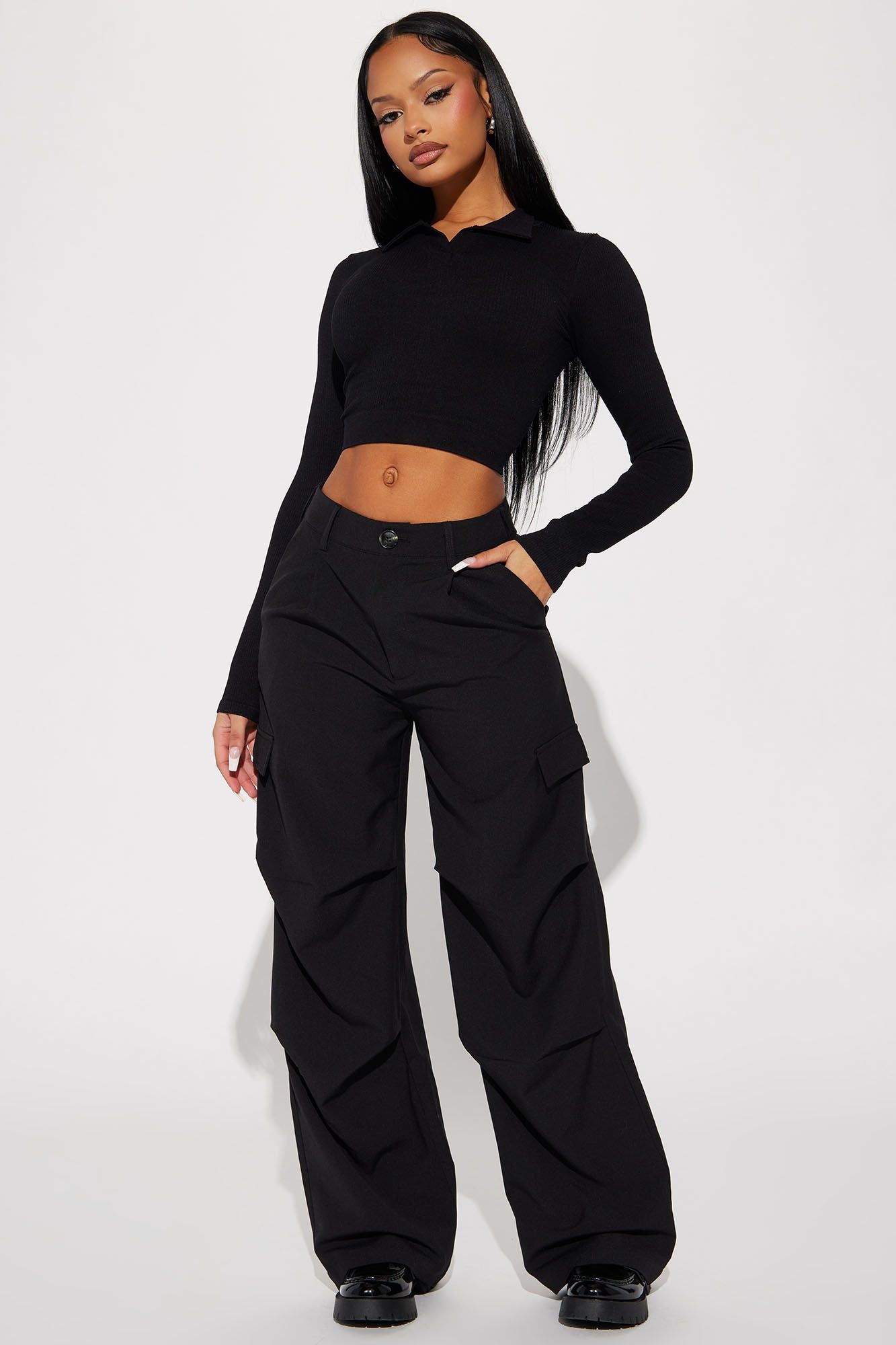 In The Mix Cargo Trouser - Black sold by Fashion Nova