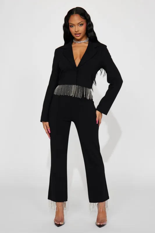 Invite Only Rhinestone Pant - Black sold by Fashion Nova