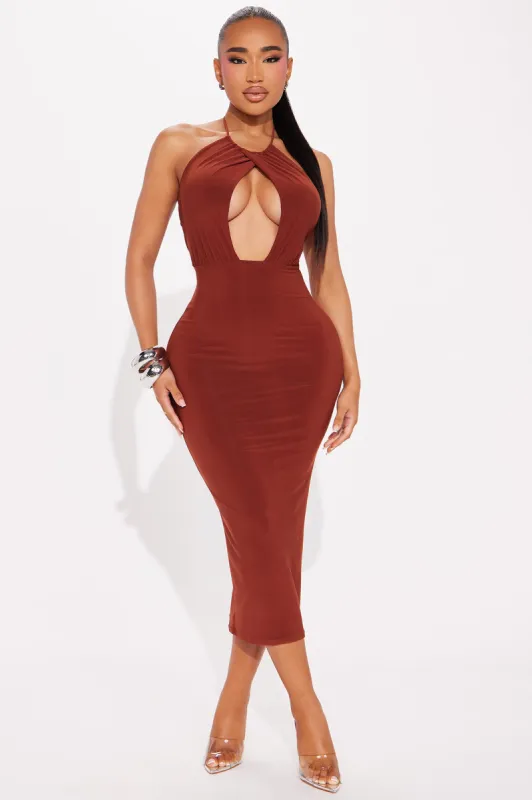 Emmeline Midi Dress - Cognac sold by Fashion Nova