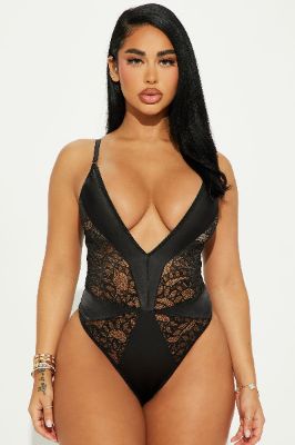 Hiss And Tell Snake Lace Teddy - Black sold by Fashion Nova
