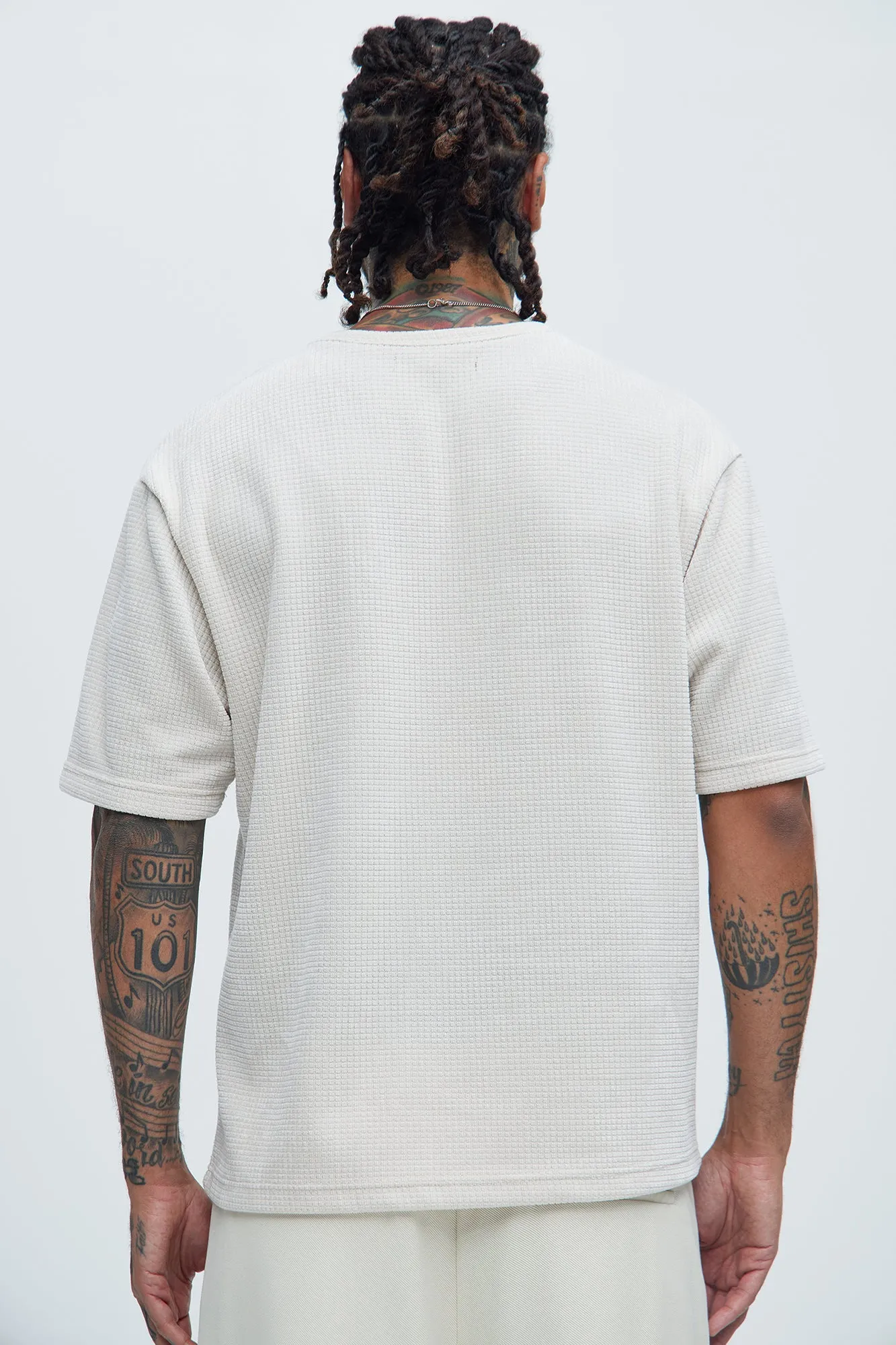 Greeenville Waffle Knit Relaxed Short Sleeve Tee - Cream sold by Fashion Nova product image thumbnail 4