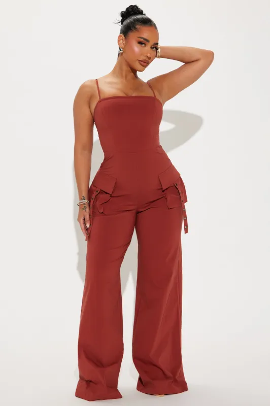 Cadet Cutie Jumpsuit - Cognac sold by Fashion Nova