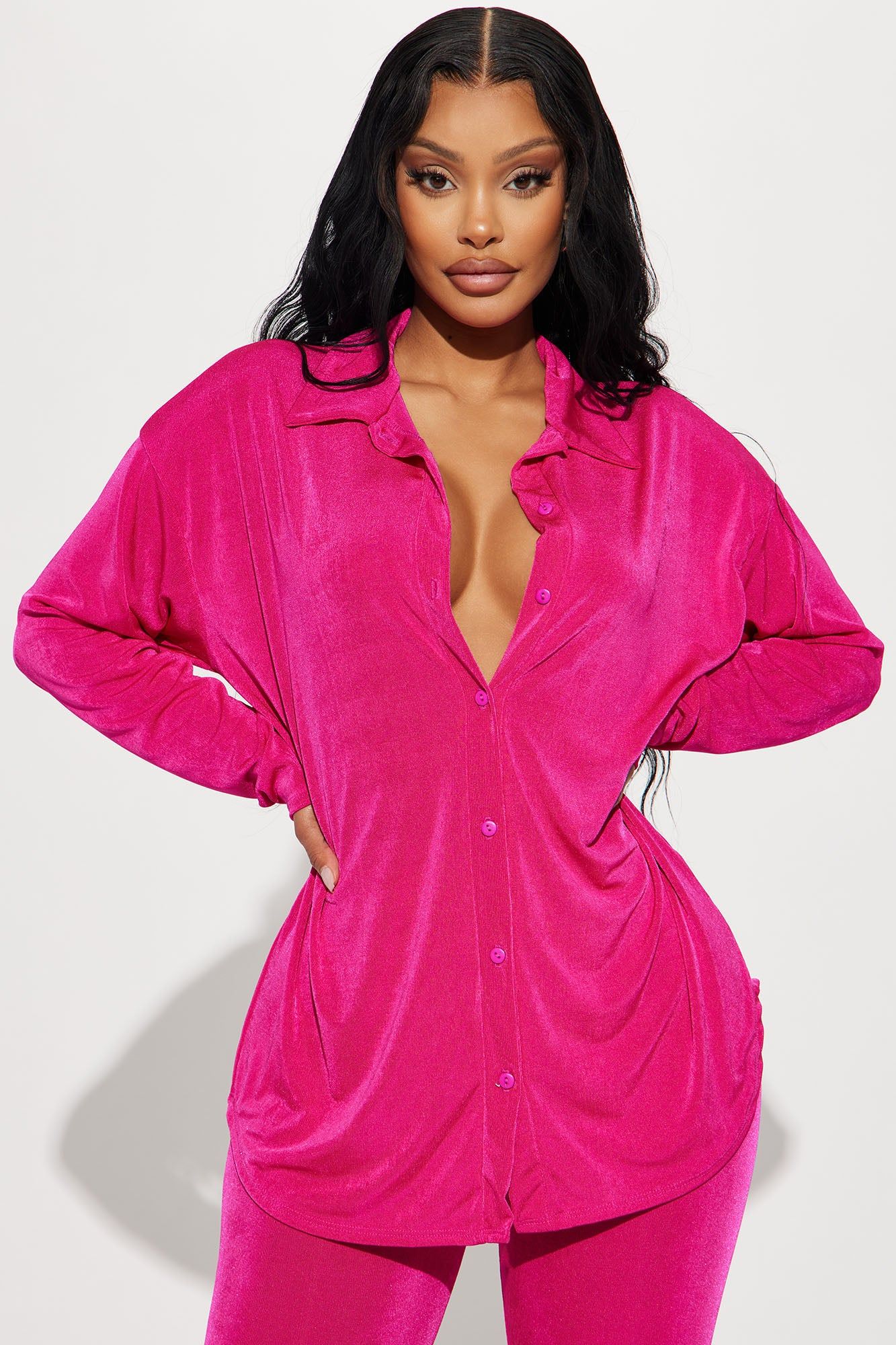 Don't Stop Slinky Legging Set - Fuchsia sold by Fashion Nova product image thumbnail 2