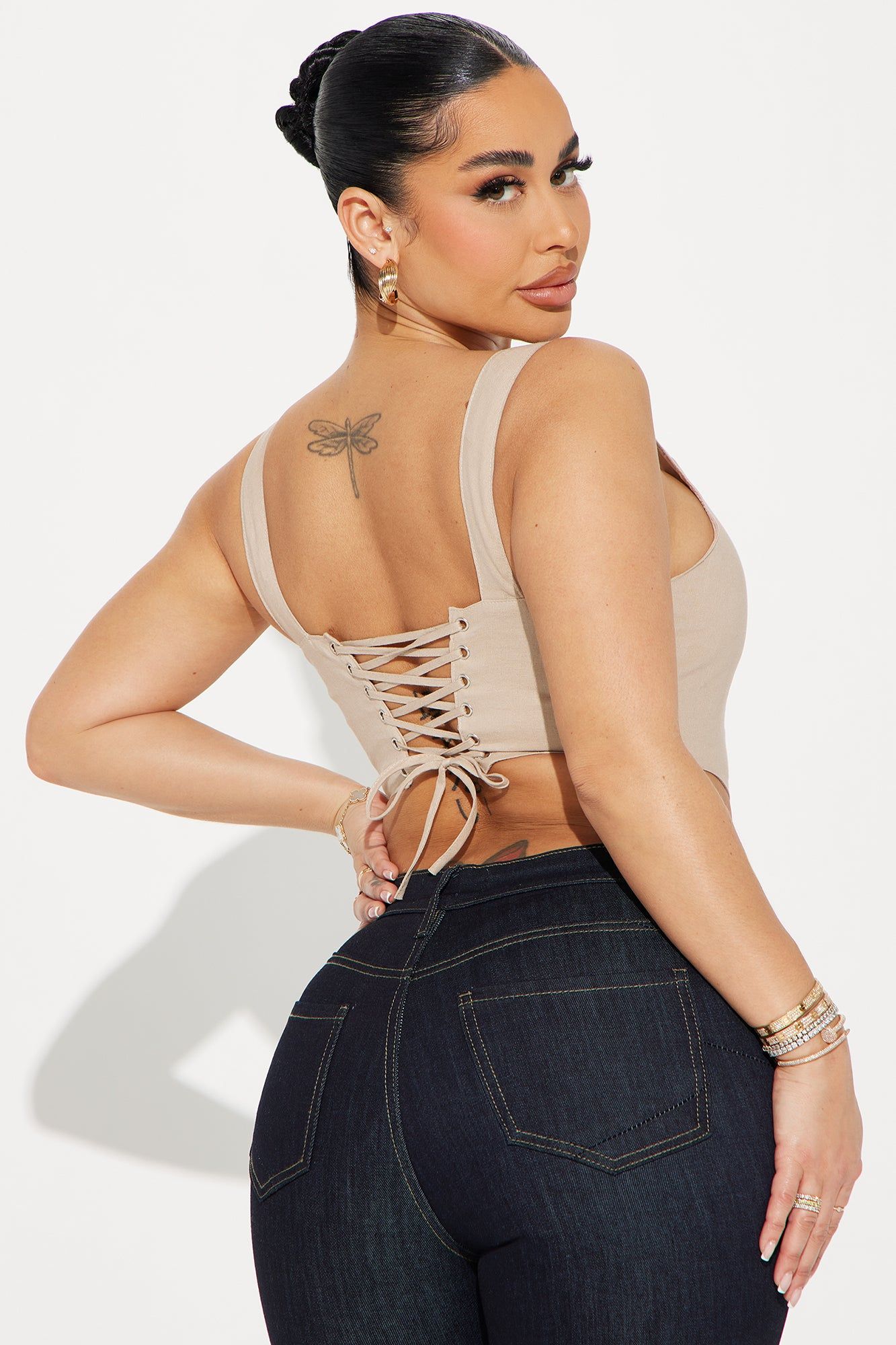 Beachy Moods Linen Corset Top - Taupe sold by Fashion Nova product image thumbnail 3