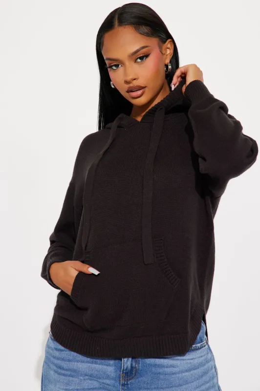 Never Parting Ways Hooded Sweater - Black sold by Fashion Nova