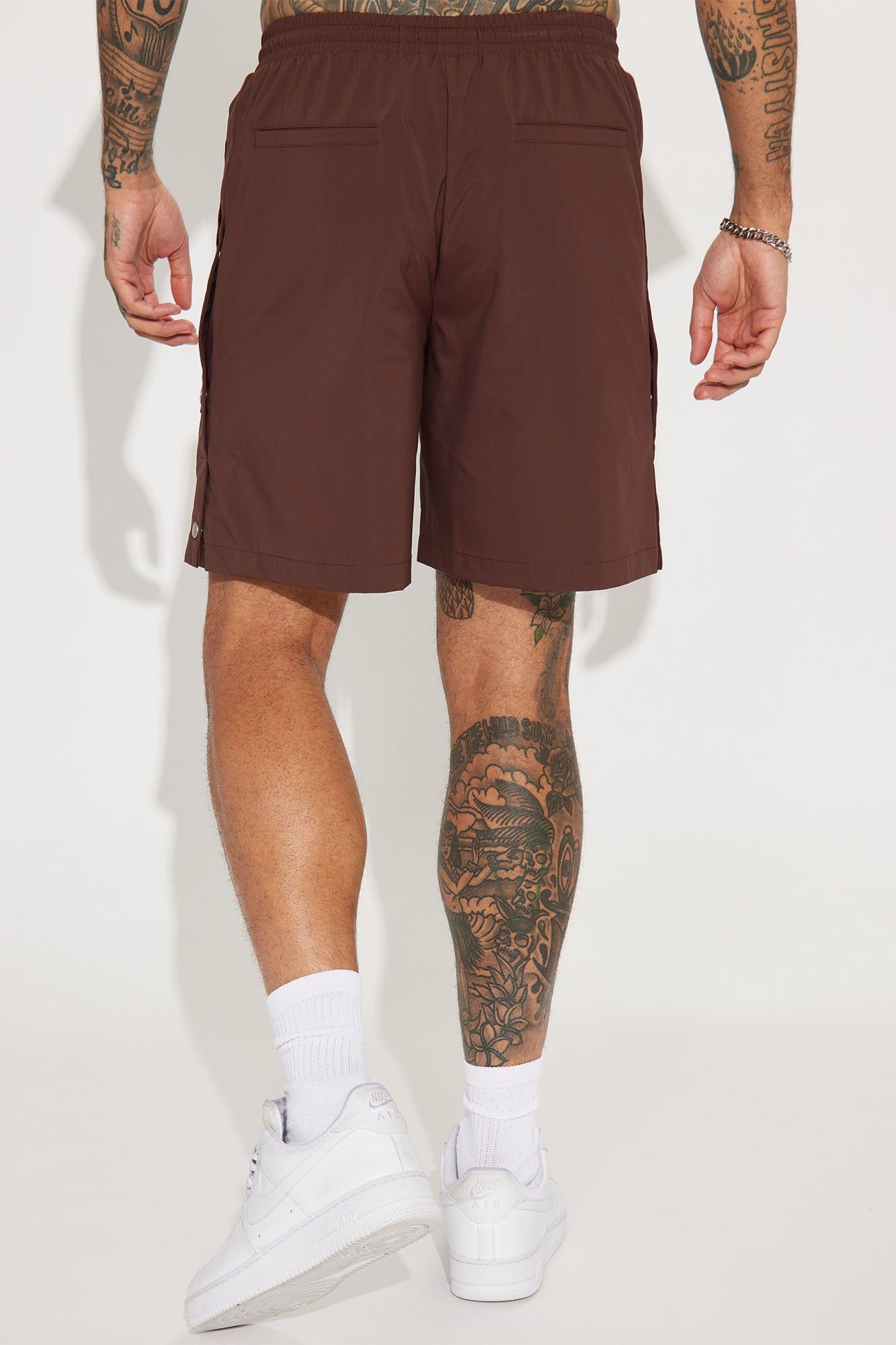 Side Buttons Nylon Shorts - Brown sold by Fashion Nova product image thumbnail 6