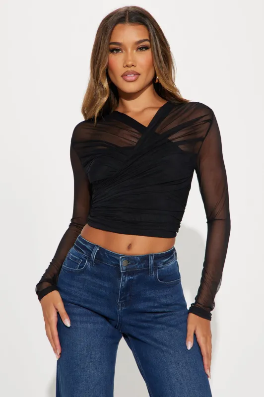 Expensive Taste Mesh Top - Black sold by Fashion Nova