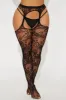 Sara Lace Garter Fishnet Tights - Black sold by Fashion Nova