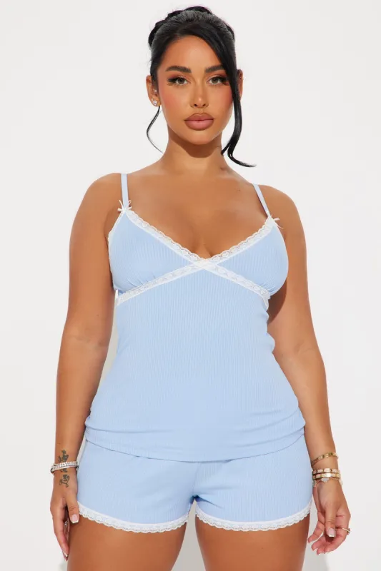 In Your Dreams Ribbed PJ Short Set - Light Blue sold by Fashion Nova