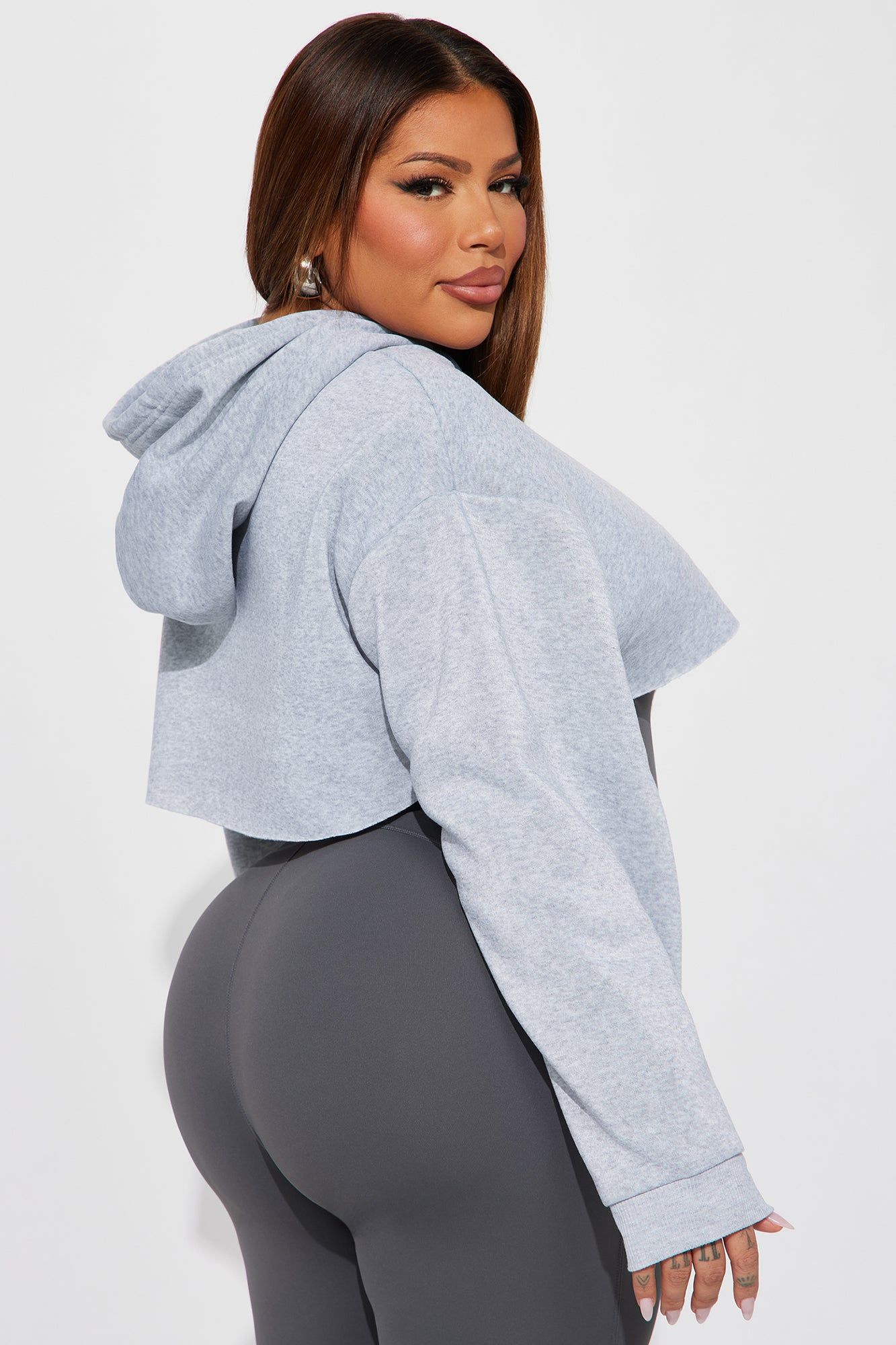 Lilian Cropped Lounge Hoodie - Heather Grey sold by Fashion Nova product image thumbnail 6